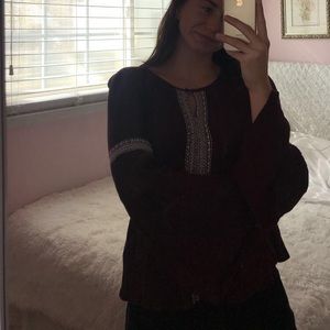 Burgundy Peasant Blouse